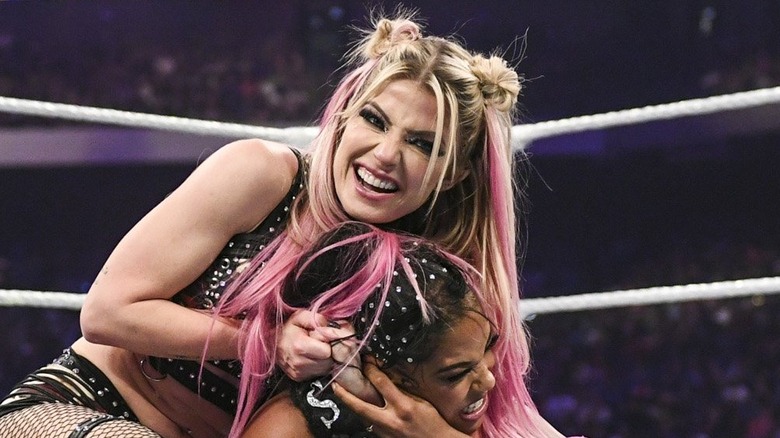 Alexa Bliss wrestling Bianca Belair