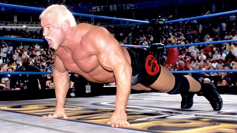 Scott Steiner doing pushups in the middle of the ring during WCW