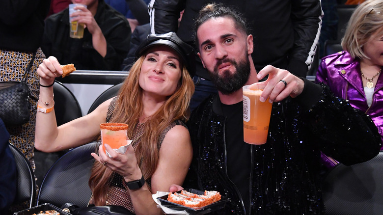 Becky Lynch and Seth Rollins enjoying some R&R