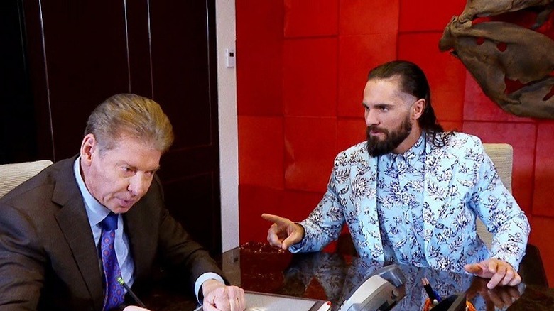 Vince McMahon and Seth Rollins Having A Tense Conversation