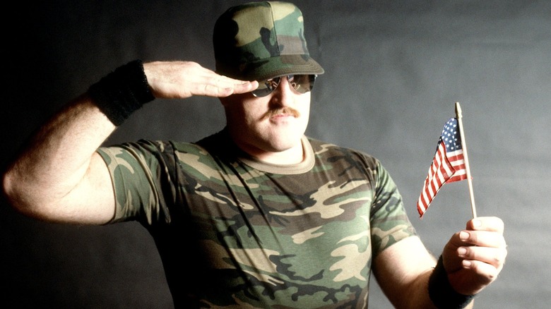 Sgt. Slaughter salutes the American Flag