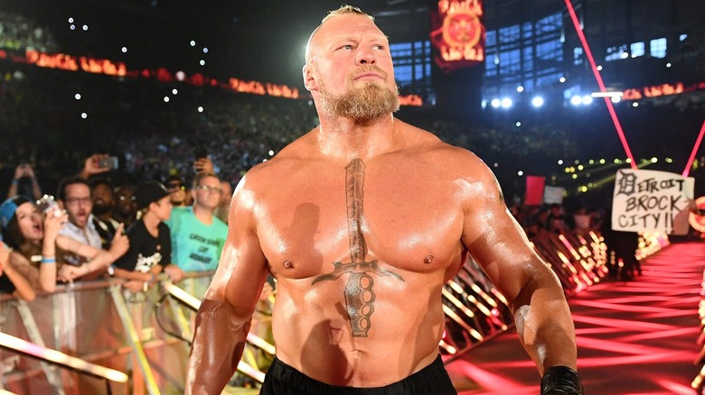 Brock Lesnar makes his way to the ring