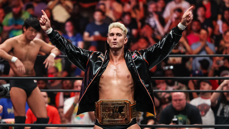 Zack Sabre Jr. poses with title