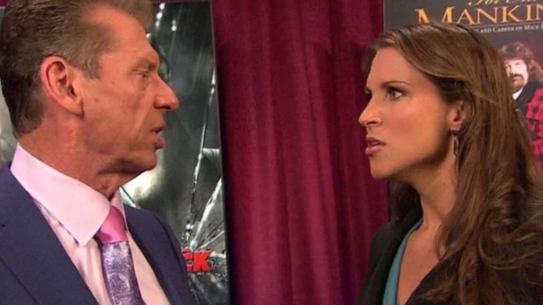 Vince McMahon stares down his angry daughter, Stephanie McMahon