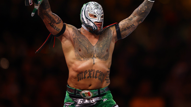 Rey Mysterio celebrating 