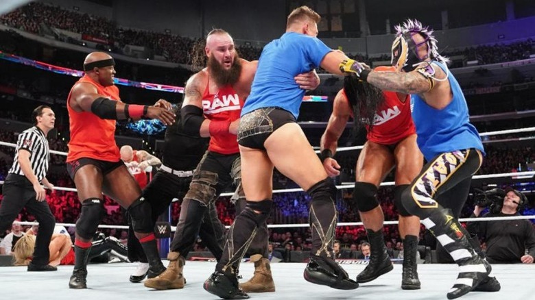 Raw and SmackDown superstars fighting
