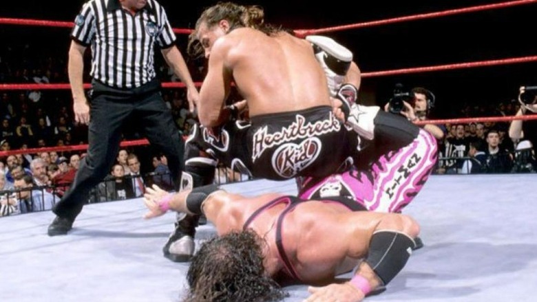 Shawn Michaels puts Bret Hart in the Sharpshooter