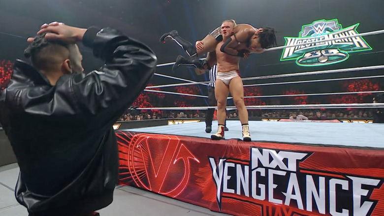 Ilya Dragunov looks to plant Trick Williams right in front of Carmelo Hayes at NXT Vengeance Day.