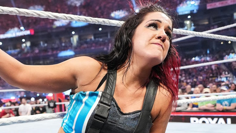 Bayley soaks in her 2024 Royal Rumble victory.