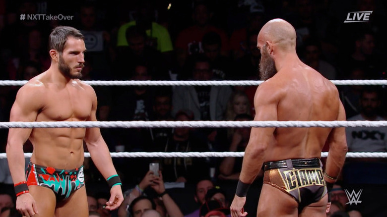 Ciampa and Gargano have an intense stare down 