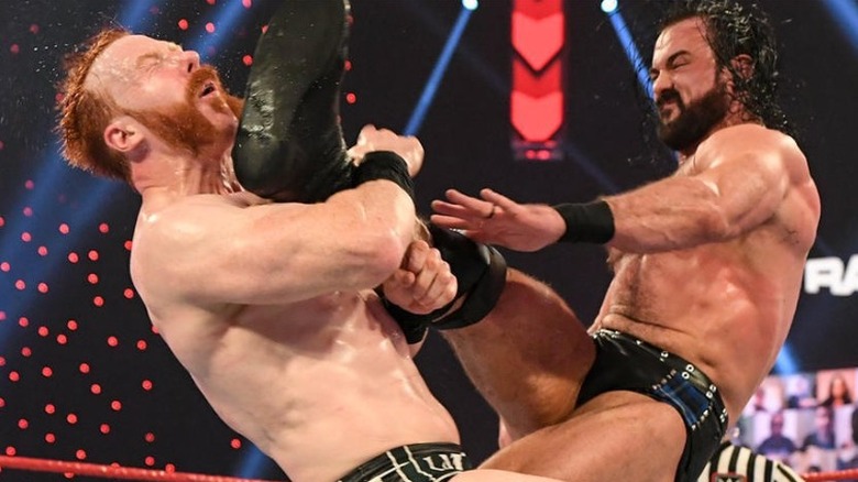 Drew McIntyre hits Sheamus with the Claymore Kick