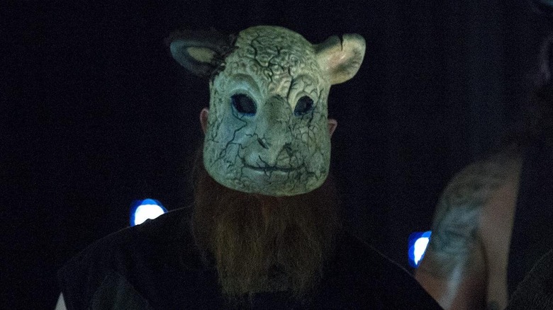 Rowan wearing his sheep mask