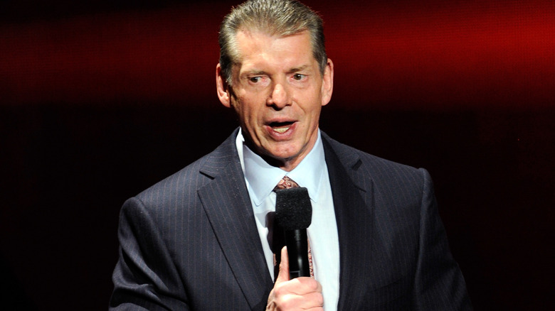 WWE Chairman and CEO Vince McMahon speaks at a news conference announcing the WWE Network