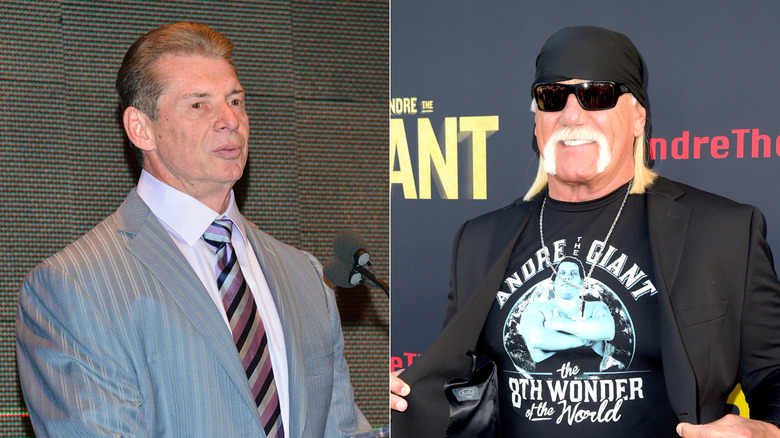 Vince McMahon and Hulk Hogan are seen posing for the camera alongside Dr. George Zahorian.