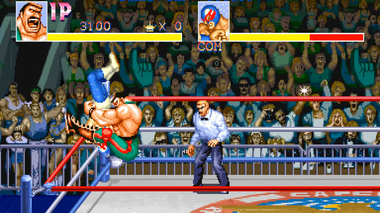 Mike Haggar executing a piledriver