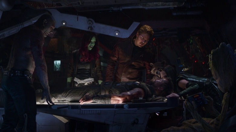 Guardians of the Galaxy inspect Thor