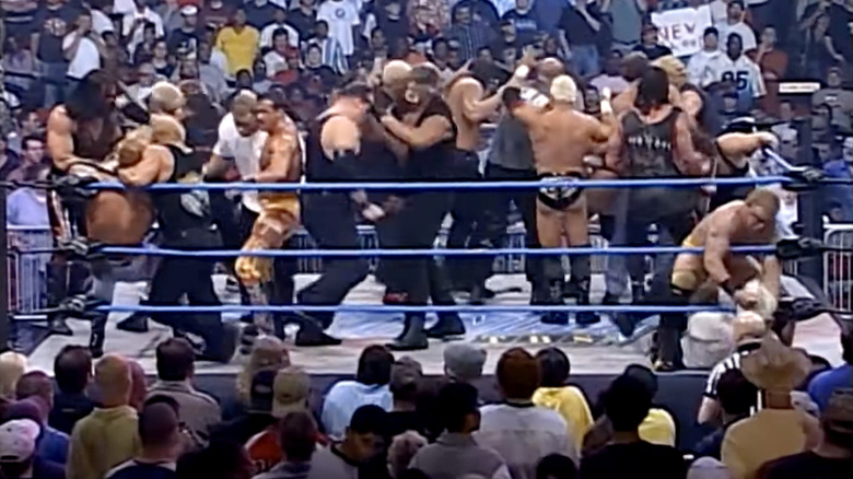 An extremely crowded WCW ring