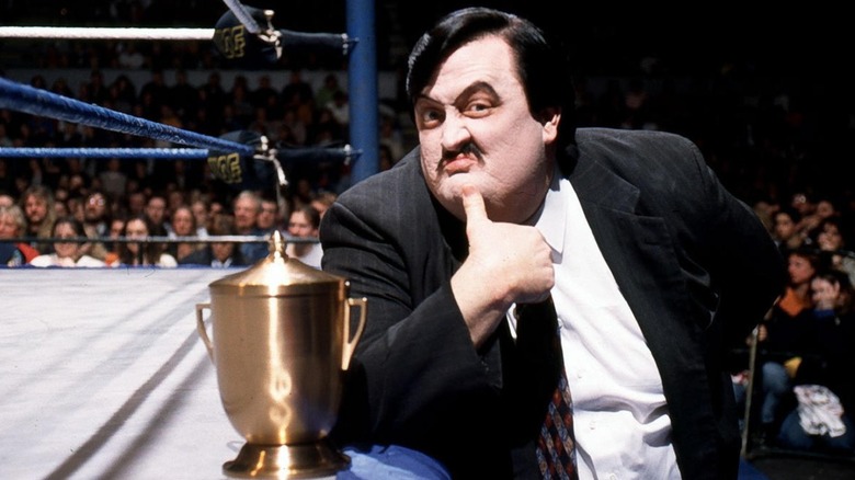 Paul Bearer poses with The Undertaker's urn