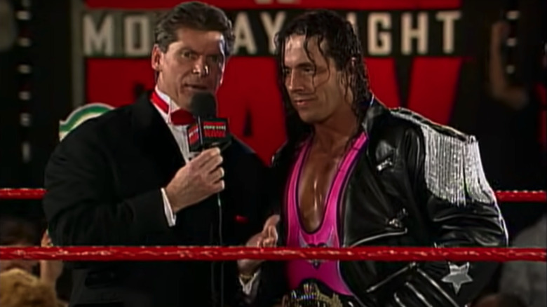 Vince McMahon and Bret Hart on an early episode of "Monday Night Raw."