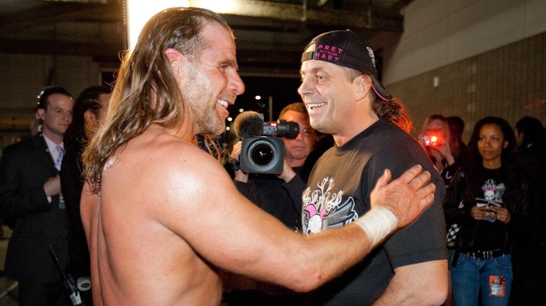 Shawn Michaels and Bret Hart share a happy moment
