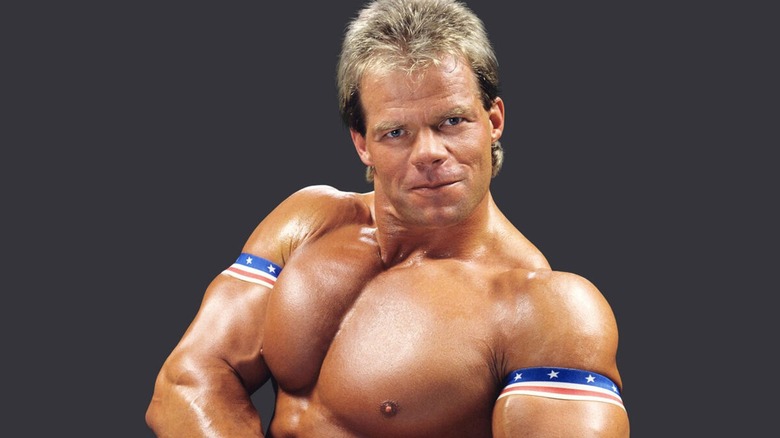 Lex Luger flexing during a promotional shoot for WWE