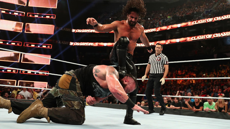 Rollins curb stomping Braun Strowman