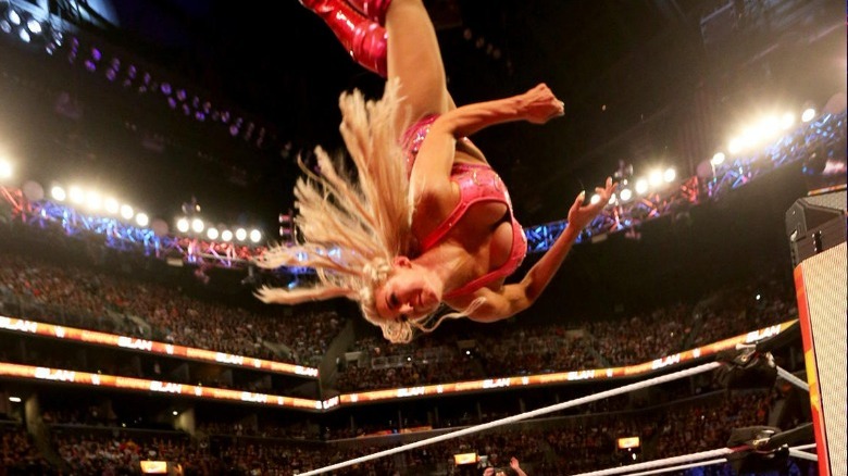 Charlotte attempting a moonsault