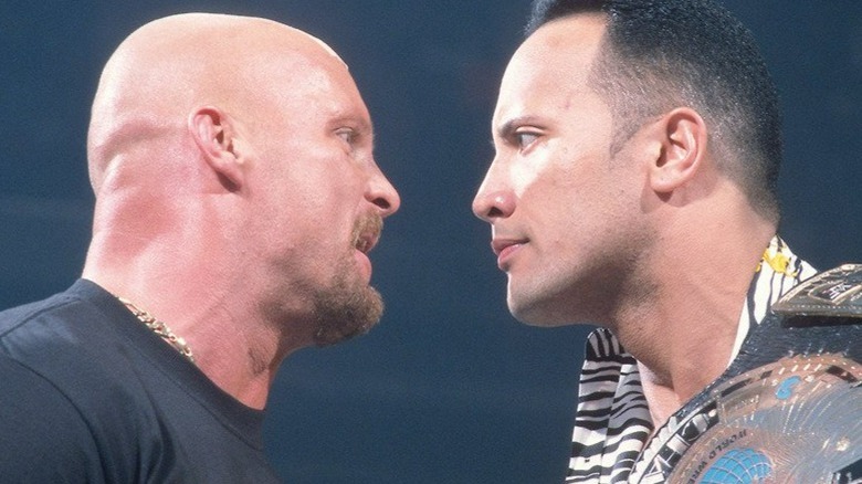 The Rock and Stone Cold Steve Austin in the ring