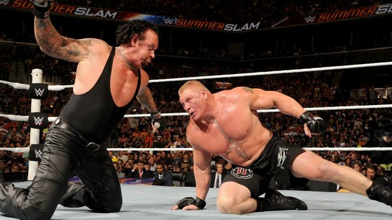 Undertaker punching Brock Lesnar