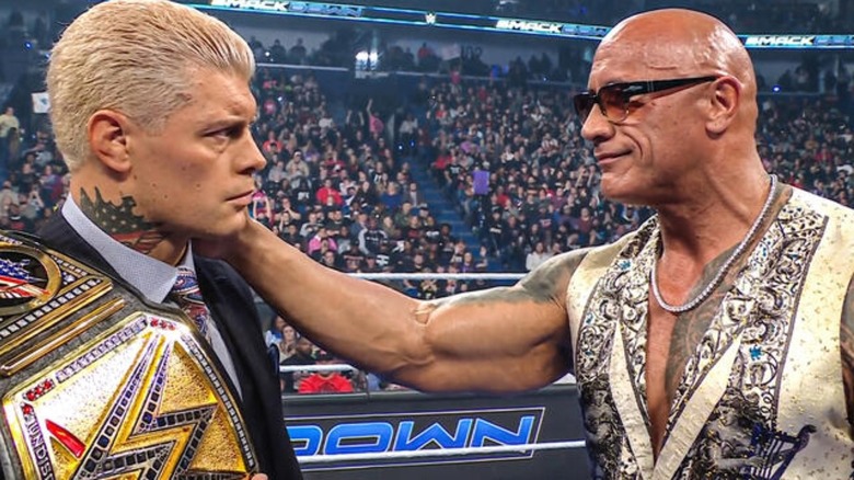 The Rock confronts Cody Rhodes during "WWE SmackDown"