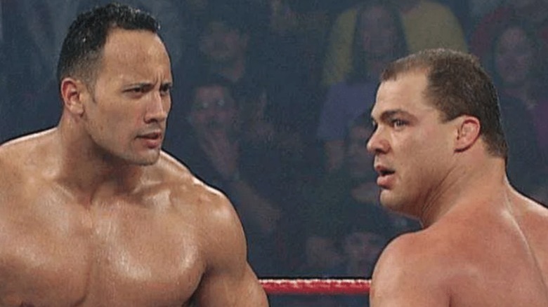 The Rock and Kurt Angle in the ring