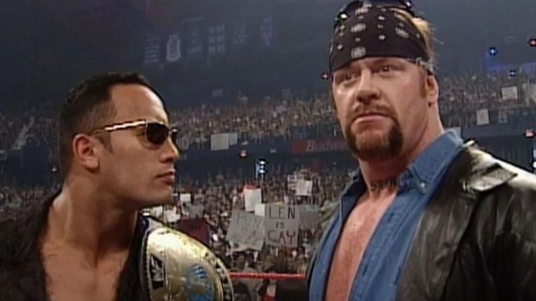 The Rock staring at The Undertaker