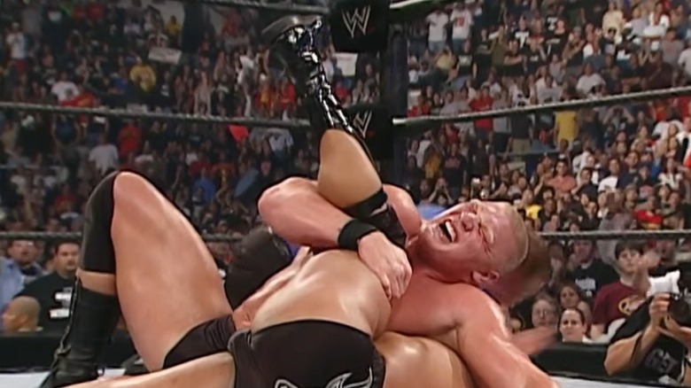 Brock Lesnar pinning The Rock