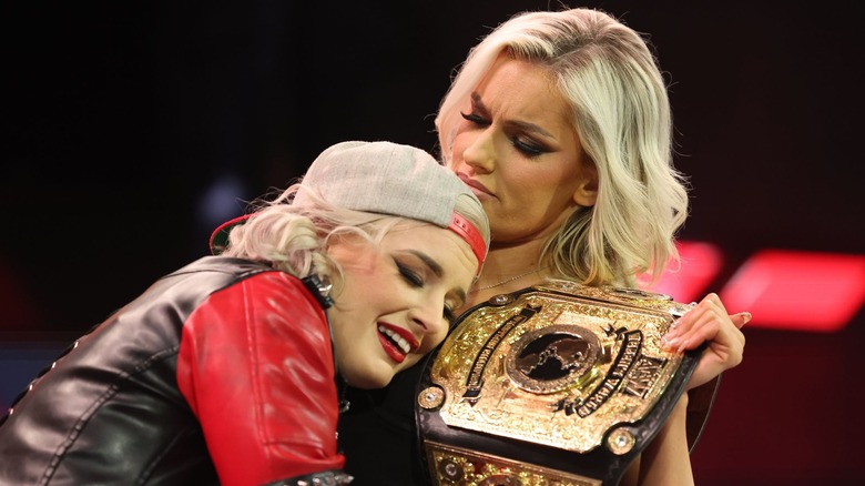 Toni Storm hugs Mariah May