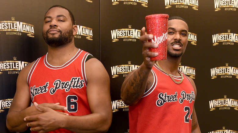 Street Profits pose on WrestleMania red carpet