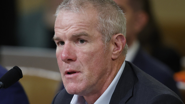 Former NFL quarterback Brett Favre testifies before the House Ways and Means Committee at the Longworth House Office Building on September 24, 2024 in Washington, DC. Favre testified on reforming Temporary Assistance for Needy Families (TANF) and the misuse of welfare funds.