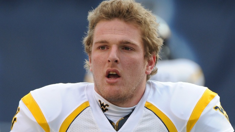 Punter/placekicker Pat McAfee #40 of the West Virginia University Mountaineers looks on from the sideline during a Big East Conference college football game against the University of Pittsburgh Panthers at Heinz Field on November 28, 2008 in Pittsburgh, Pennsylvania. The Pitt Panthers defeated the Mountaineers 19-15.