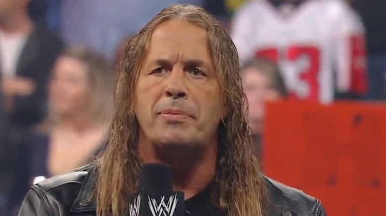 Bret Hart addresses a crowd