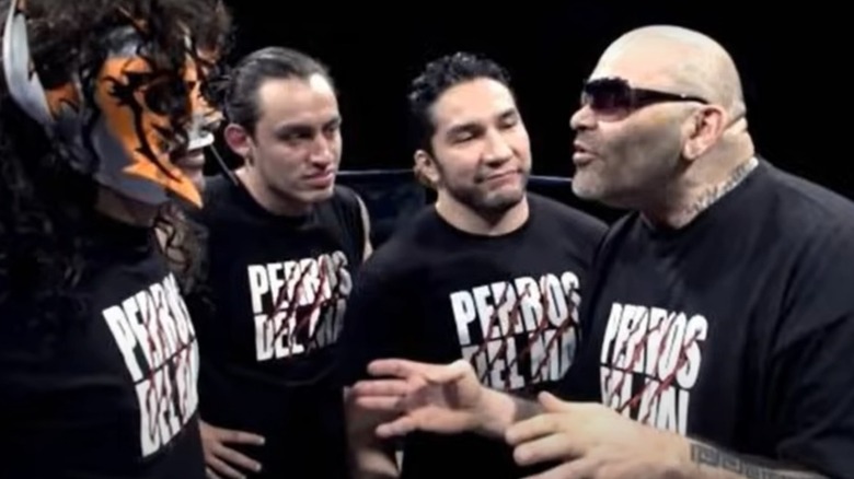 The Perros del Mal stable stands in the ring