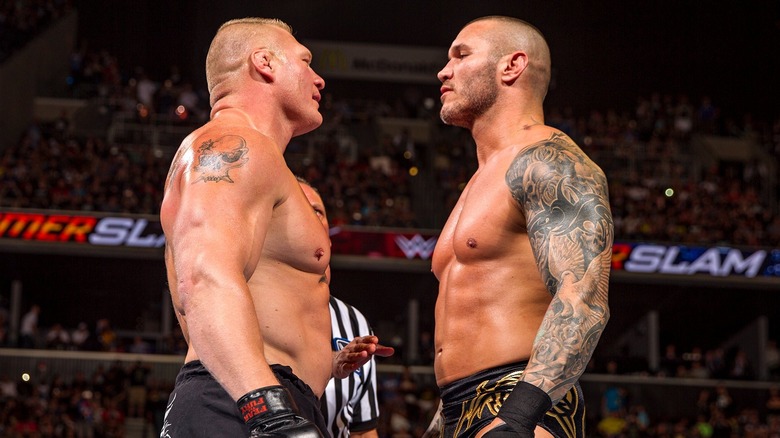 Randy Orton staring down Brock Lesnar