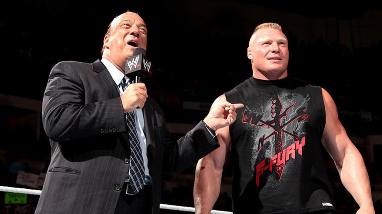 Heyman cutting a promo on RAW with Lesnar