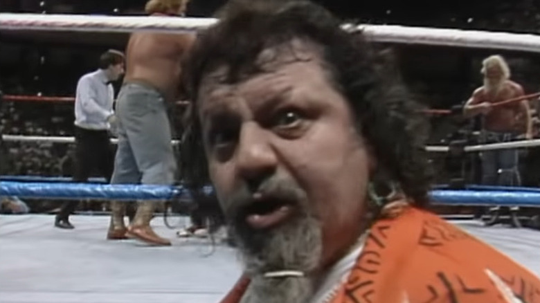 Captain Lou Albano managing at ringside