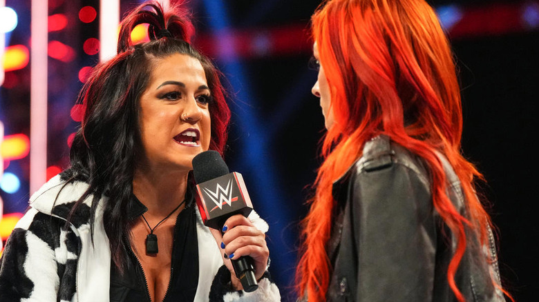 Bayley talking to Becky Lynch