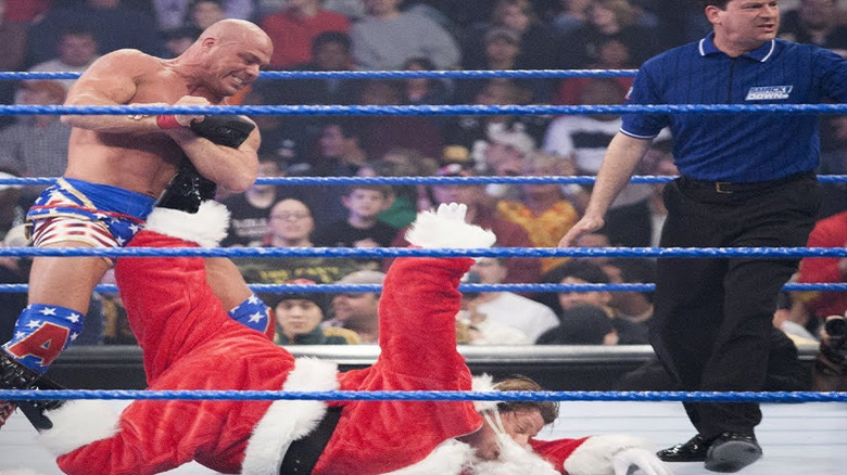 Kurt Angle attacking Santa 