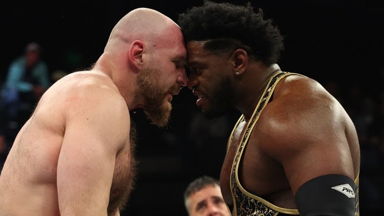 Jon Moxley and Powerhouse Hobbs nose-to-nose