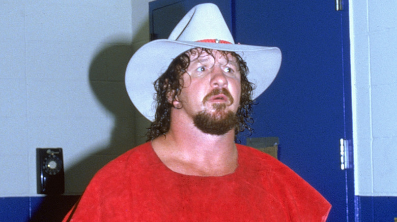 Terry Funk preparing for his match