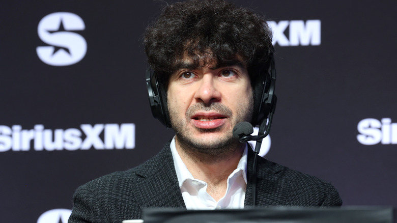 Tony Khan speaking during the Sirius XM Super Bowl LVIII show, February 2024