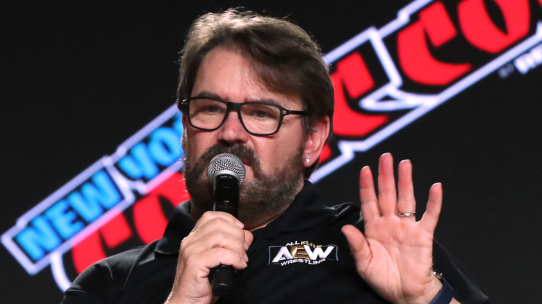 Tony Schiavone during a panel at Comic-Con