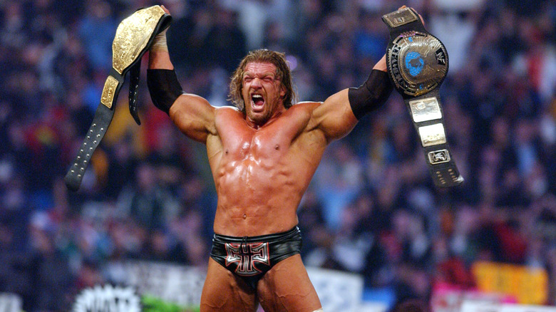 Triple H celebrating