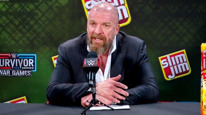 Triple H talking at press conference